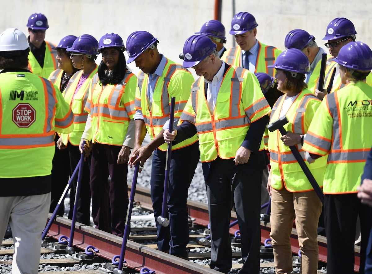 Maryland Leaders Celebrate Installation of Final Piece of Rail for Purple Line